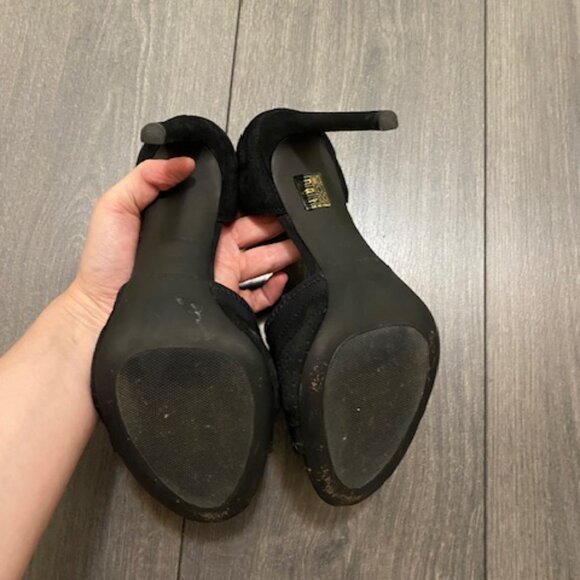 Balenciaga Black Suede T-Strap Open Toe Heels Size 8.5 - Picture 6 of 12